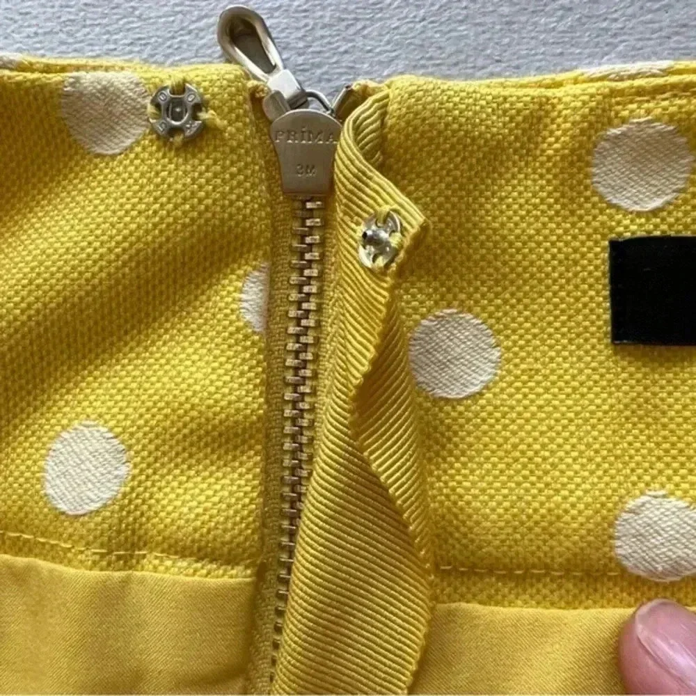 Ann Taylor Women Yellow Casual polka dot mini Skirt Size 12 Petites